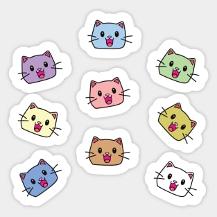 Cute Cat Face Sticker Pack 4 Sticker